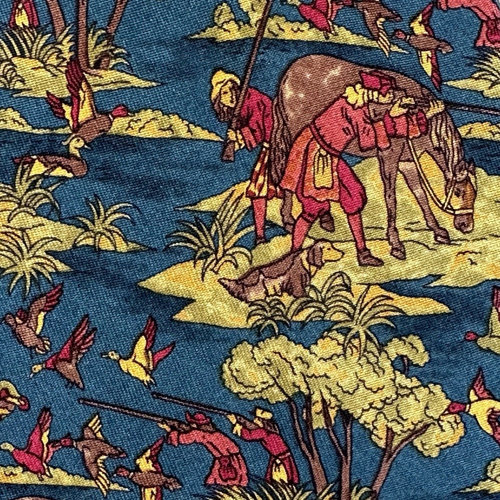 Vintage Ferragamo Silk Tie Horse Rider Hunting Birds Italy Blue 58x3.5" - Picture 2 of 6